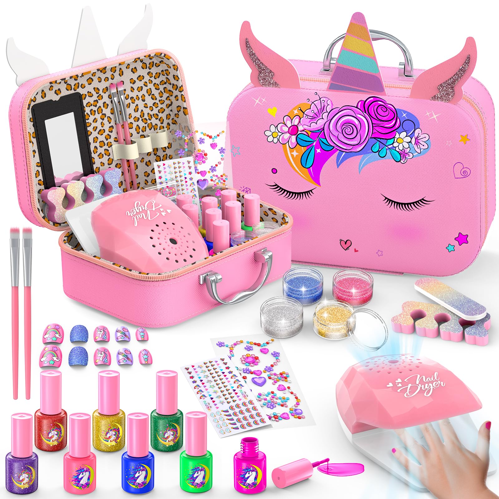 Kids Nail Polish Set for Girls with Nail Dryer